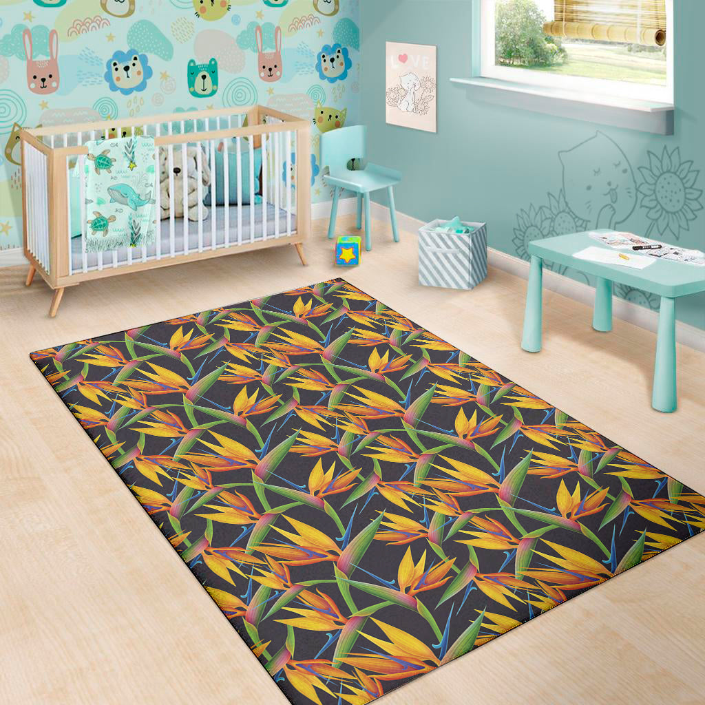 Bird Of Paradise Flower Pattern Print Area Rug