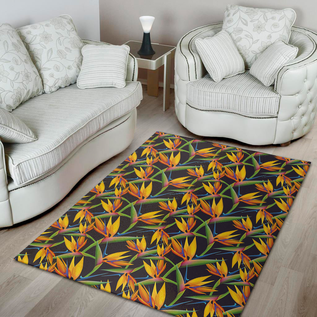 Bird Of Paradise Flower Pattern Print Area Rug