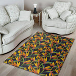 Bird Of Paradise Flower Pattern Print Area Rug