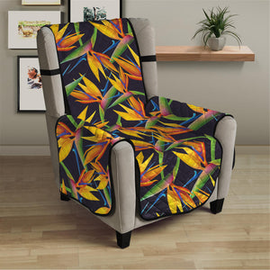 Bird Of Paradise Flower Pattern Print Armchair Protector