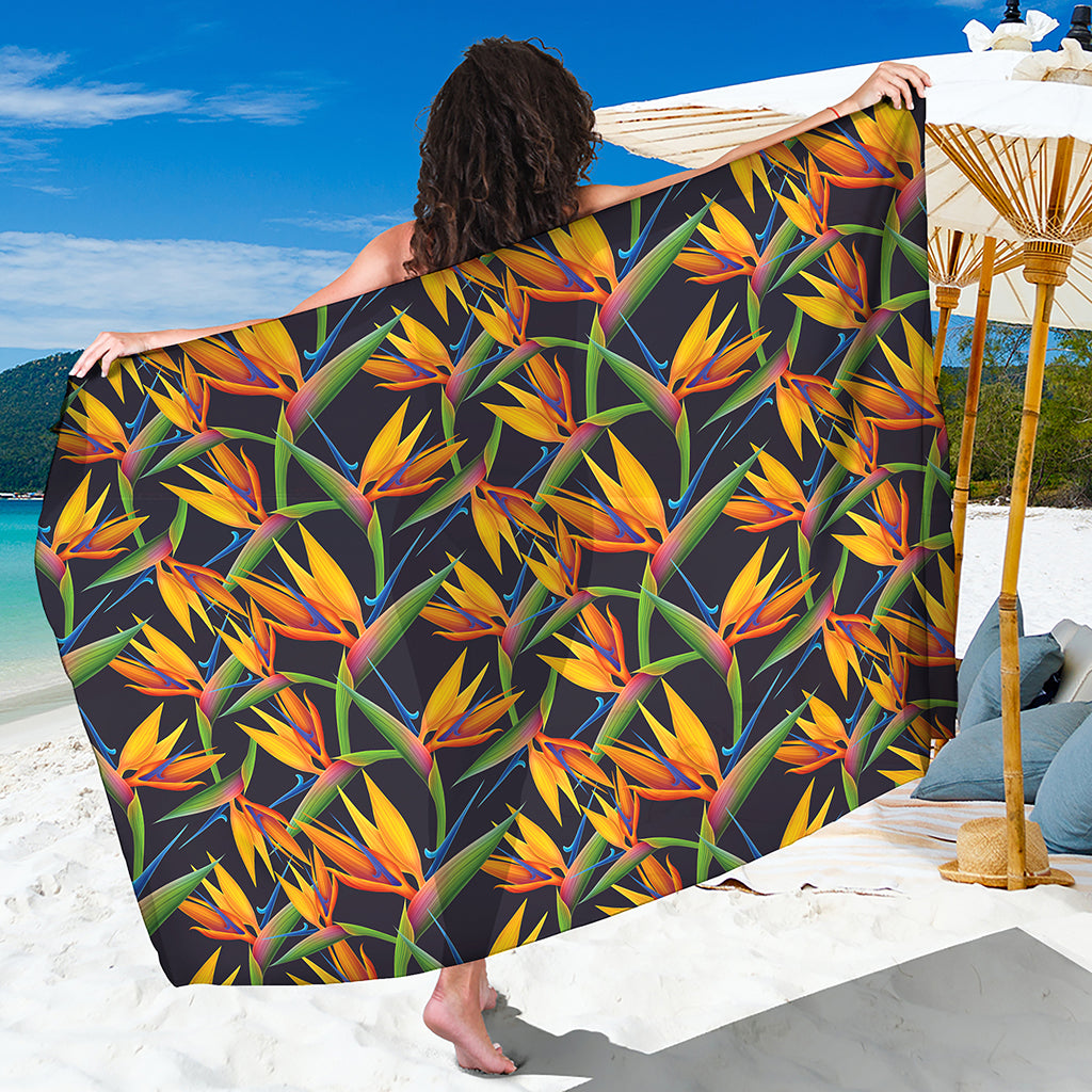 Bird Of Paradise Flower Pattern Print Beach Sarong Wrap