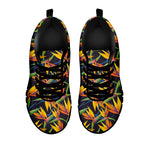 Bird Of Paradise Flower Pattern Print Black Sneakers