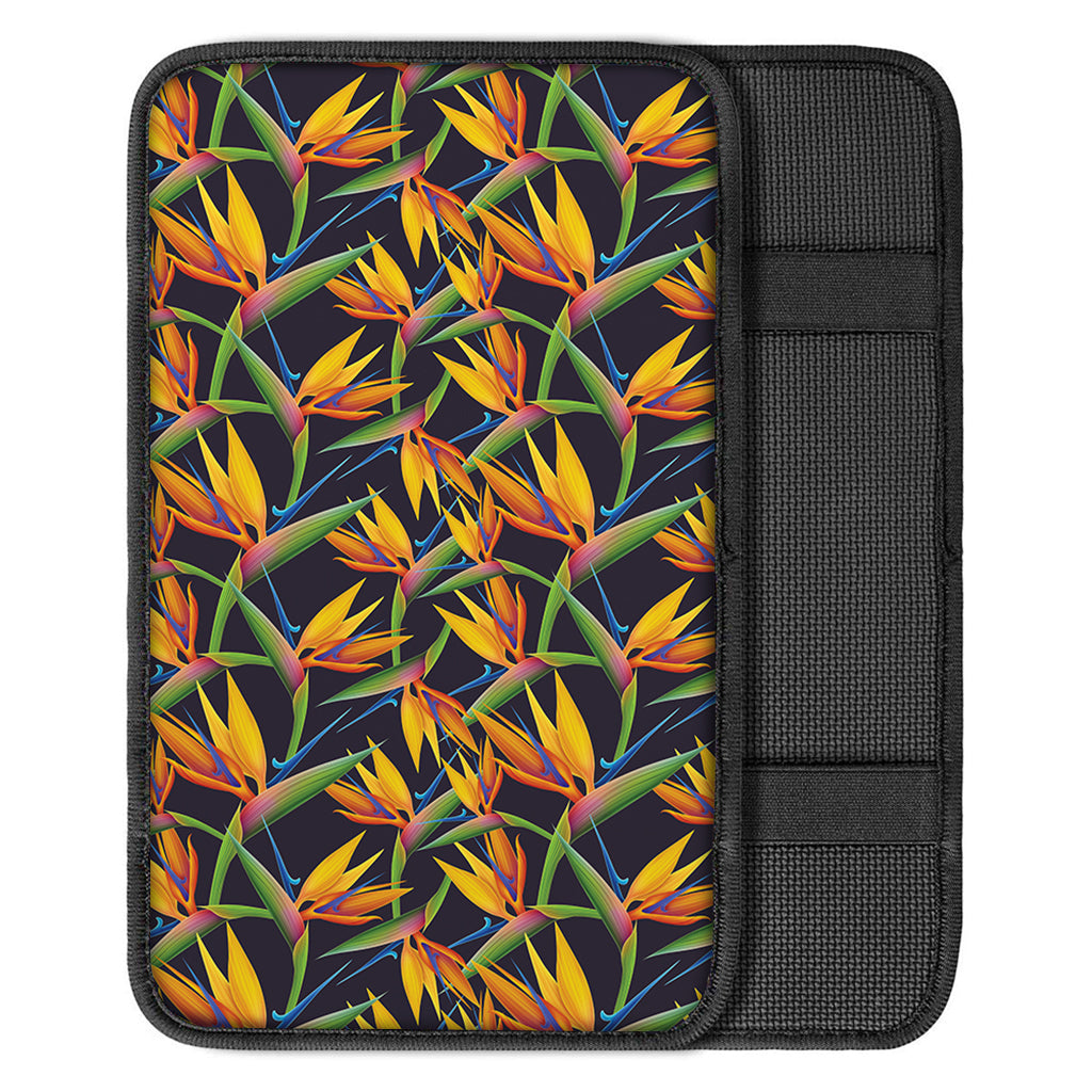 Bird Of Paradise Flower Pattern Print Car Center Console Cover