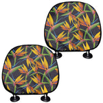 Bird Of Paradise Flower Pattern Print Car Headrest Covers