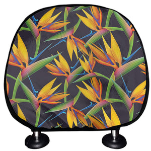 Bird Of Paradise Flower Pattern Print Car Headrest Covers