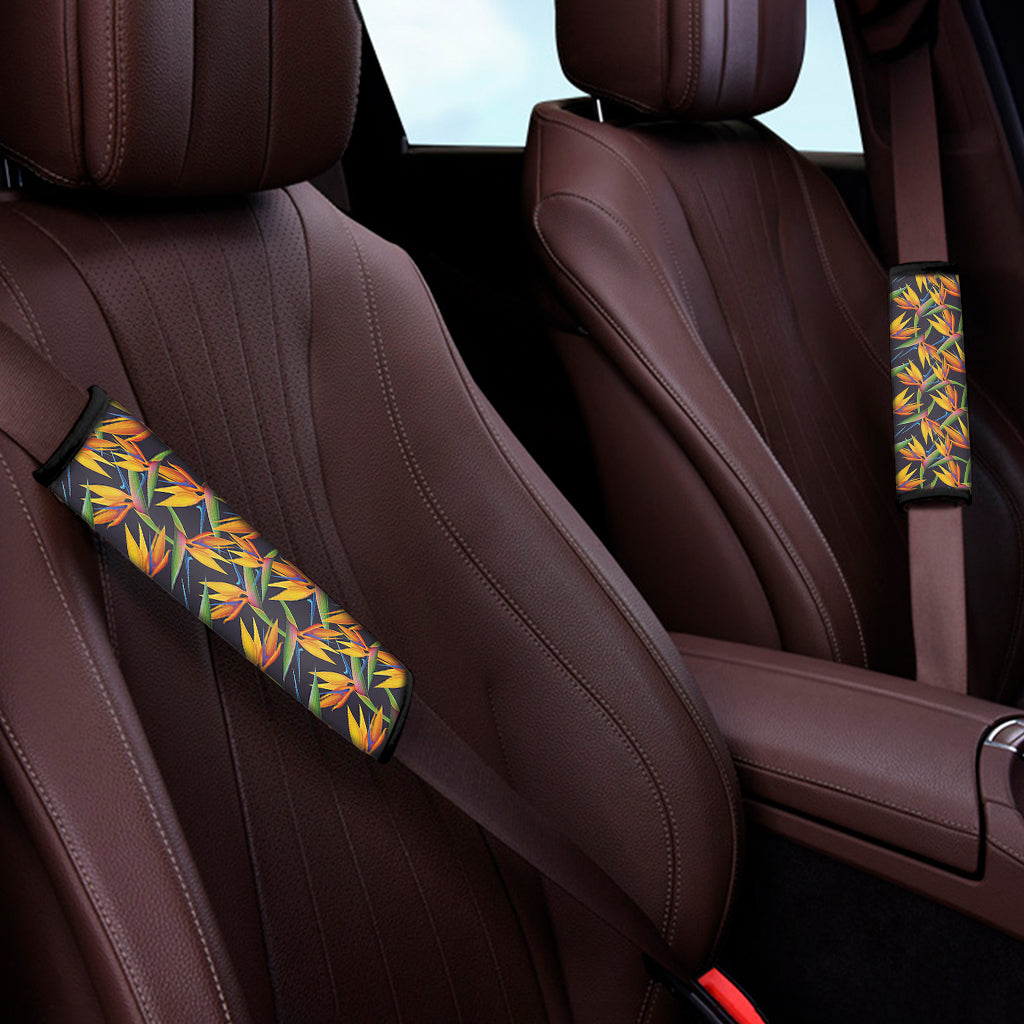 Bird Of Paradise Flower Pattern Print Car Seat Belt Covers