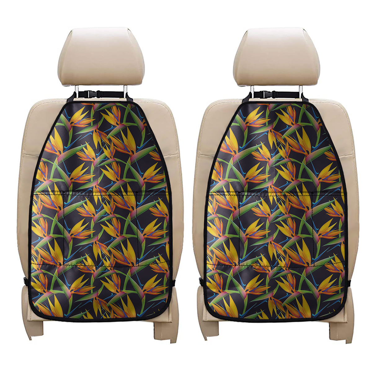 Bird Of Paradise Flower Pattern Print Car Seat Organizers