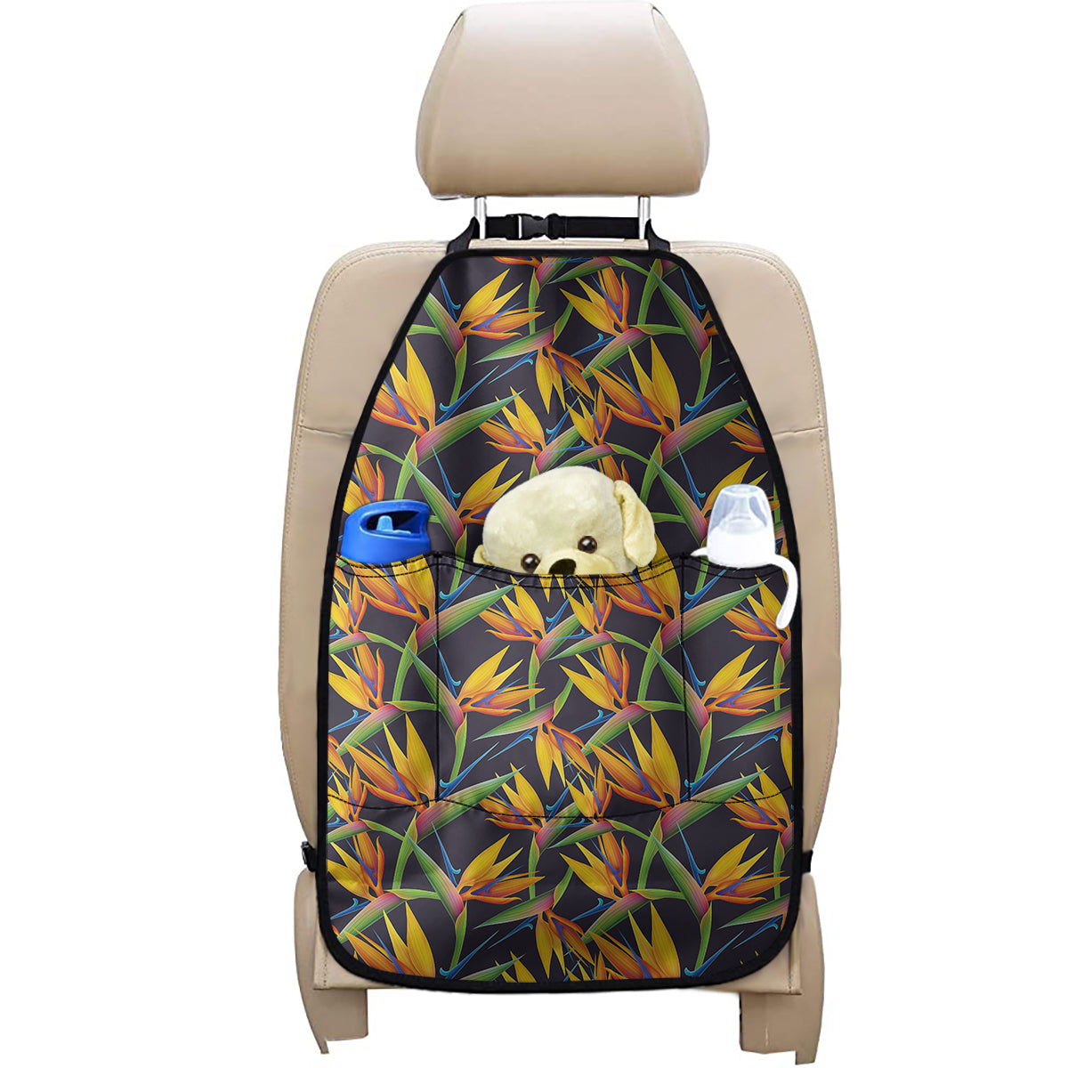 Bird Of Paradise Flower Pattern Print Car Seat Organizers