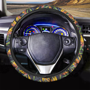 Bird Of Paradise Flower Pattern Print Car Steering Wheel Cover