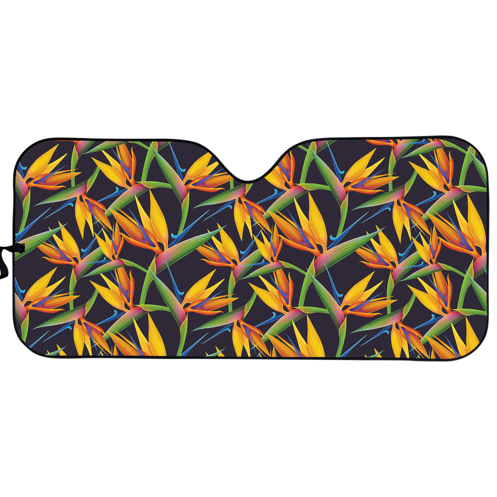 Bird Of Paradise Flower Pattern Print Car Sun Shade