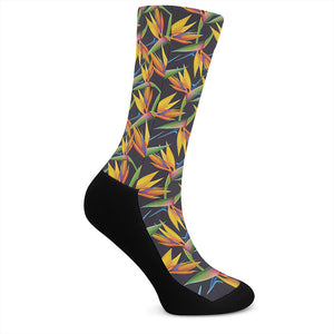 Bird Of Paradise Flower Pattern Print Crew Socks