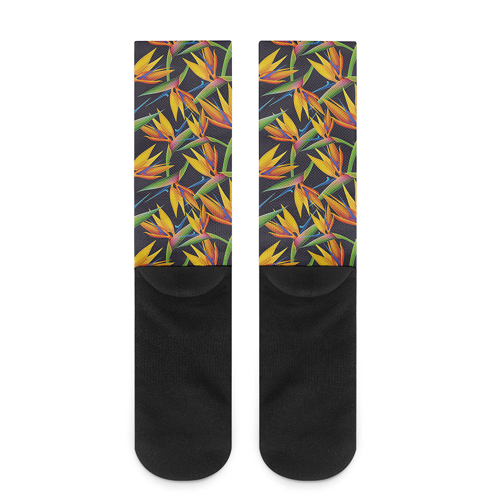 Bird Of Paradise Flower Pattern Print Crew Socks