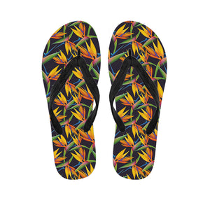 Bird Of Paradise Flower Pattern Print Flip Flops