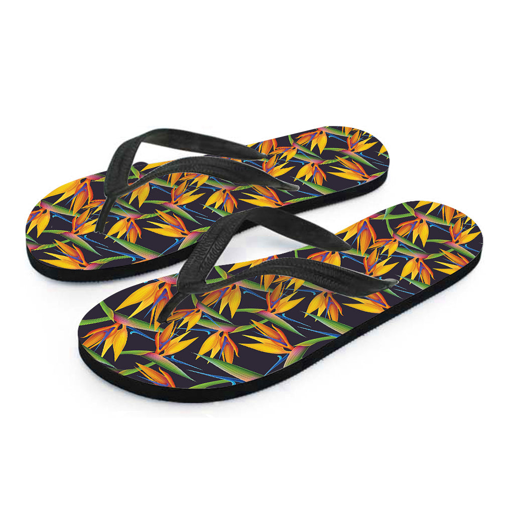 Bird Of Paradise Flower Pattern Print Flip Flops