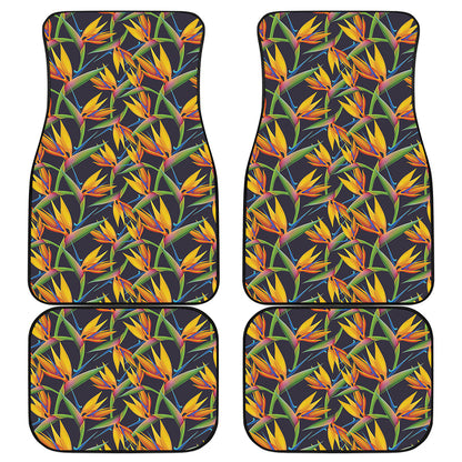 Bird Of Paradise Flower Pattern Print Front and Back Car Floor Mats