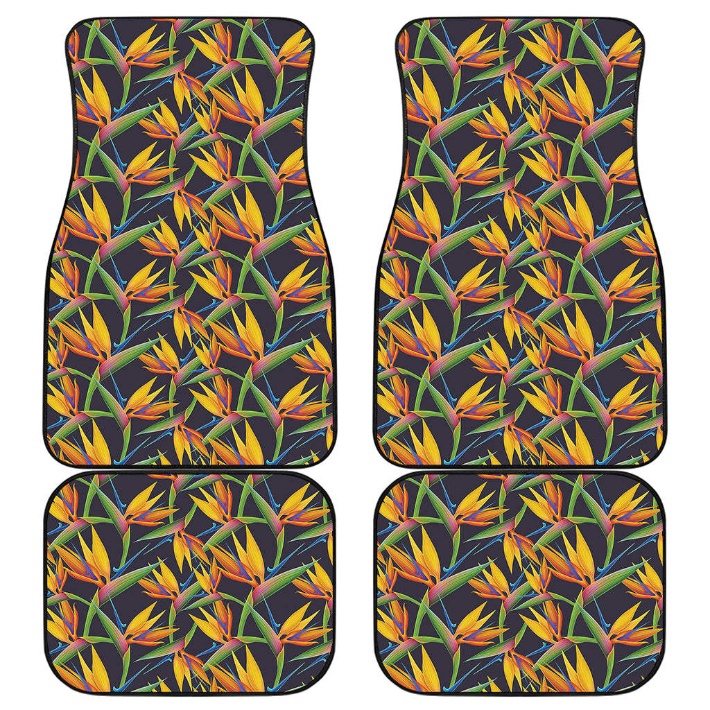 Bird Of Paradise Flower Pattern Print Front and Back Car Floor Mats