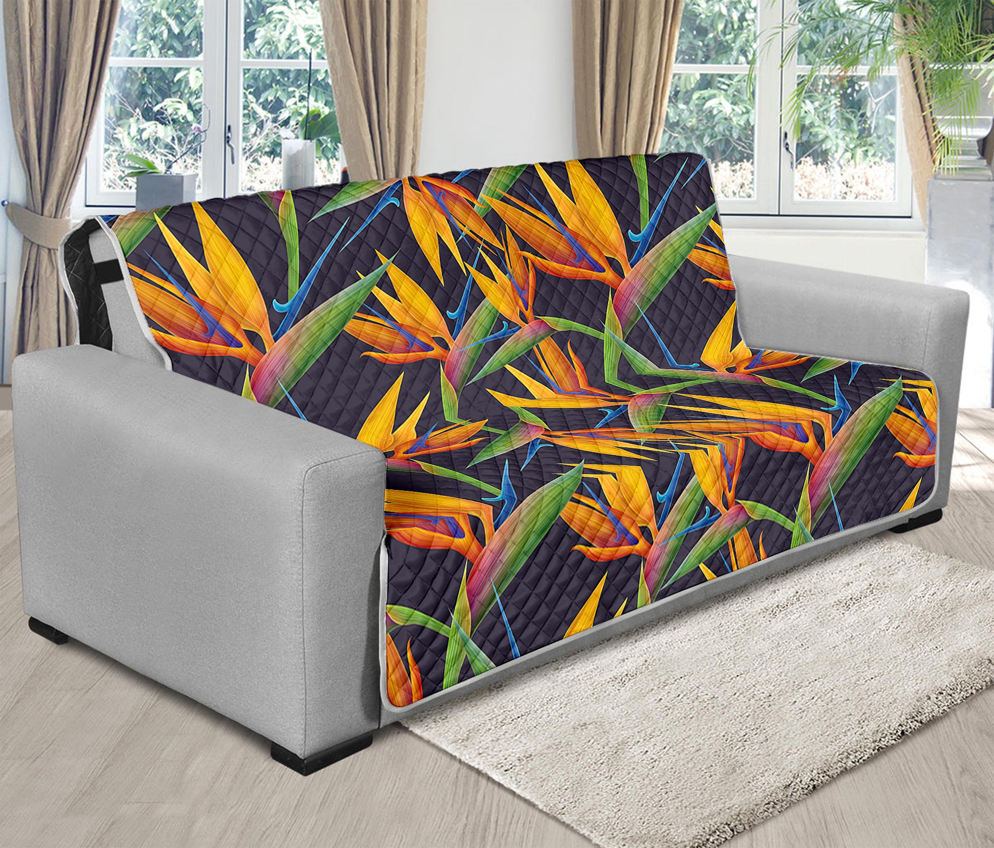 Bird Of Paradise Flower Pattern Print Futon Protector