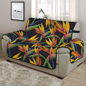 Bird Of Paradise Flower Pattern Print Half Sofa Protector