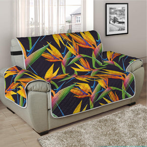 Bird Of Paradise Flower Pattern Print Half Sofa Protector