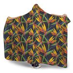 Bird Of Paradise Flower Pattern Print Hooded Blanket