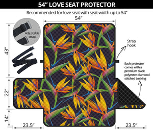 Bird Of Paradise Flower Pattern Print Loveseat Protector