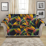 Bird Of Paradise Flower Pattern Print Loveseat Protector