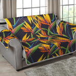 Bird Of Paradise Flower Pattern Print Loveseat Protector