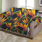 Bird Of Paradise Flower Pattern Print Loveseat Protector