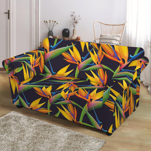 Bird Of Paradise Flower Pattern Print Loveseat Slipcover