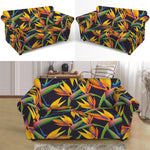 Bird Of Paradise Flower Pattern Print Loveseat Slipcover