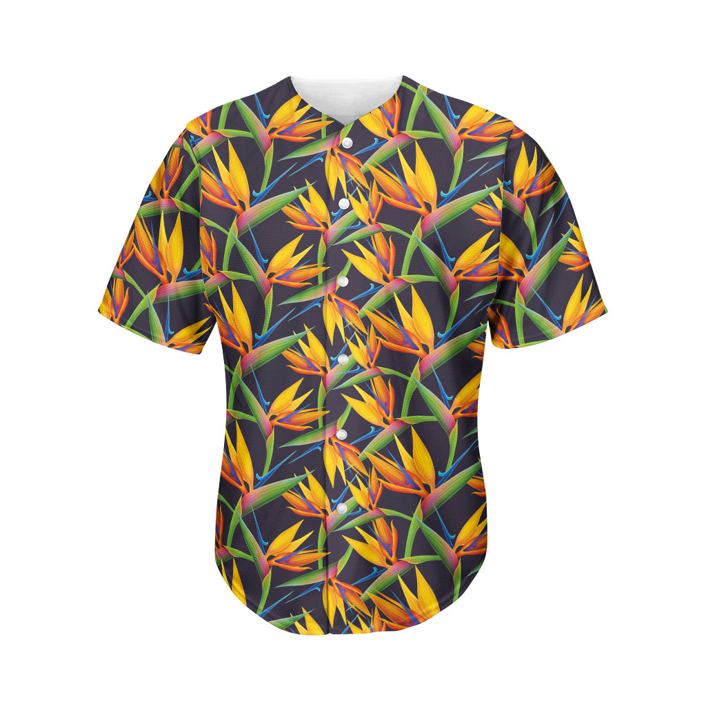 Bird Of Paradise Flower Pattern Print Men's Baseball Jersey