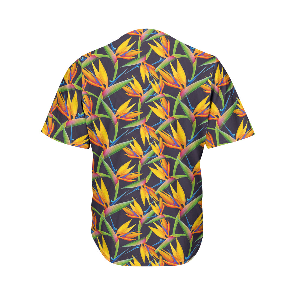 Bird Of Paradise Flower Pattern Print Men's Baseball Jersey