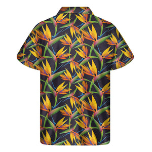 Bird Of Paradise Flower Pattern Print Men's Short Sleeve Shirt