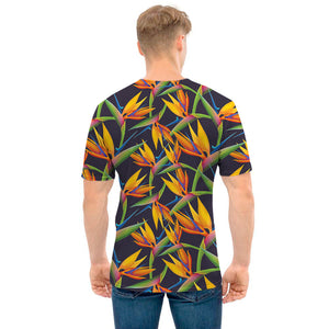 Bird Of Paradise Flower Pattern Print Men's T-Shirt