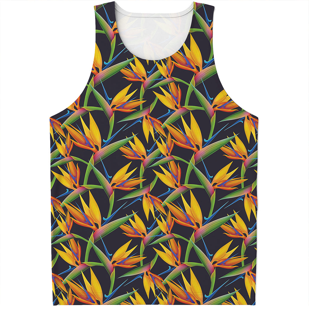 Bird Of Paradise Flower Pattern Print Men's Tank Top