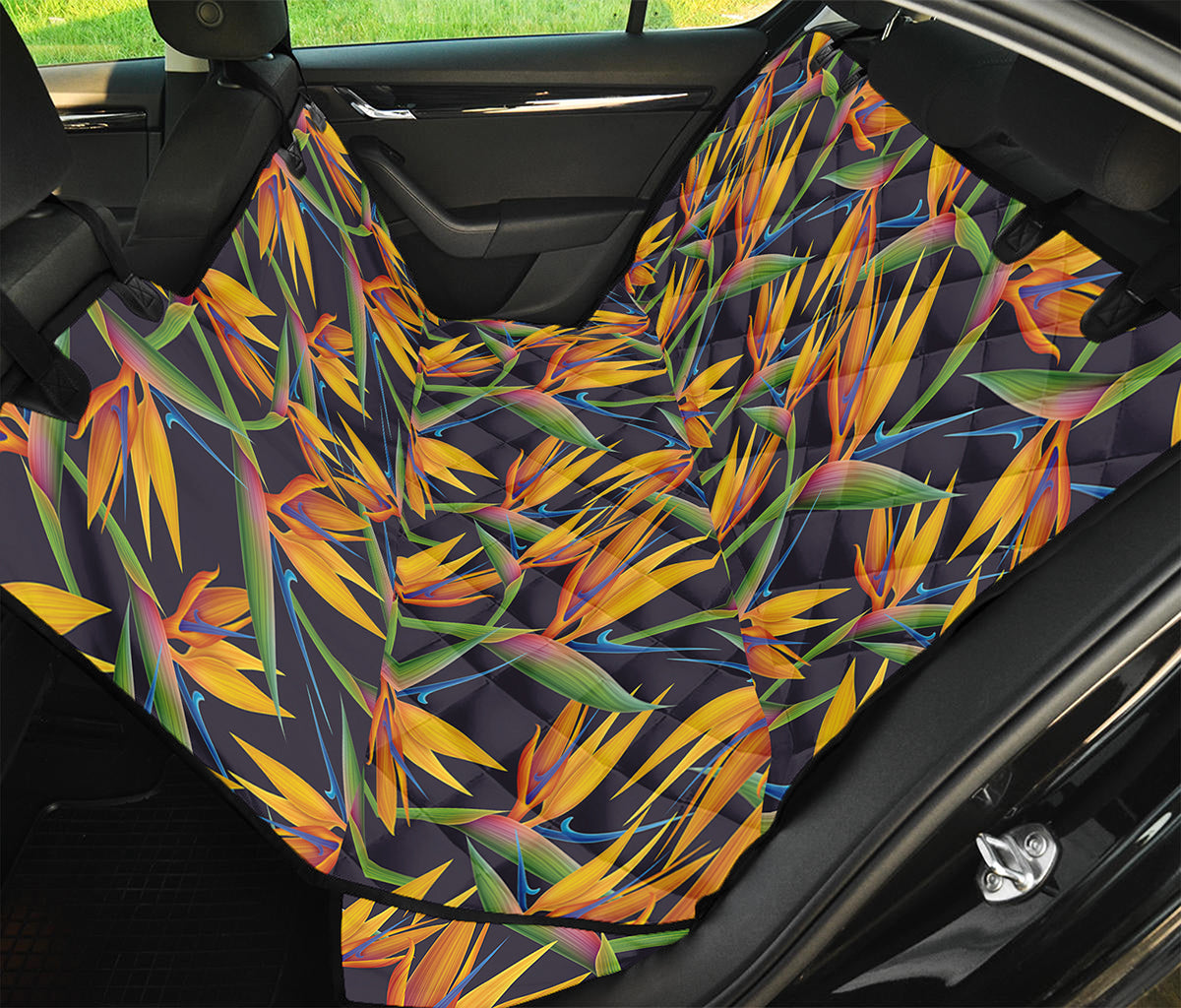 Bird Of Paradise Flower Pattern Print Pet Car Back Seat Cover