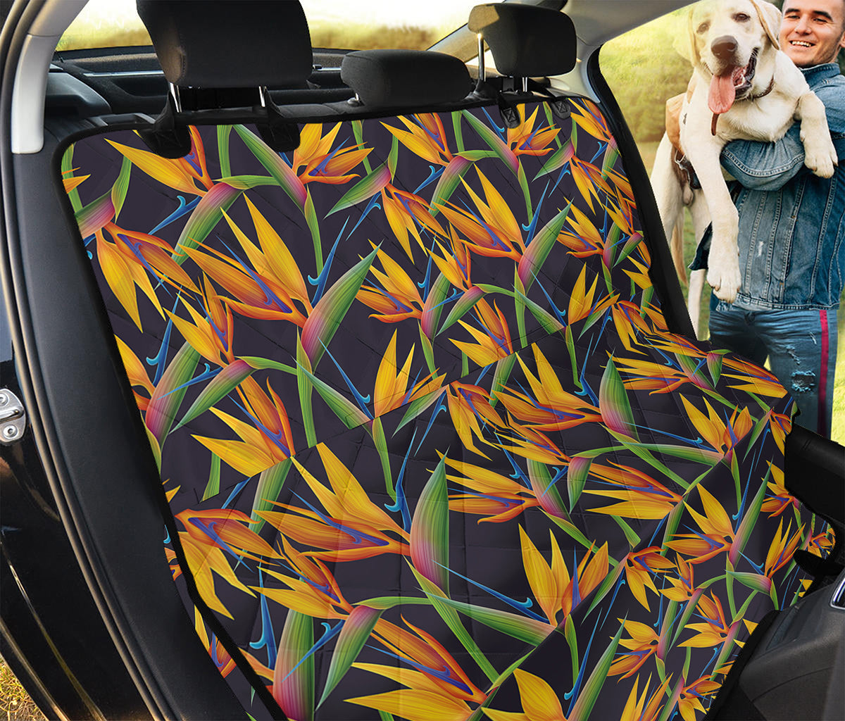 Bird Of Paradise Flower Pattern Print Pet Car Back Seat Cover