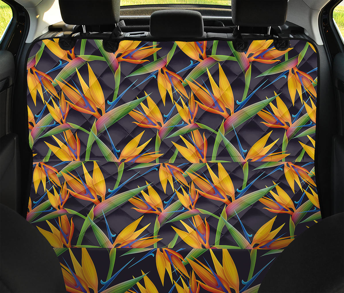 Bird Of Paradise Flower Pattern Print Pet Car Back Seat Cover