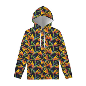 Bird Of Paradise Flower Pattern Print Pullover Hoodie