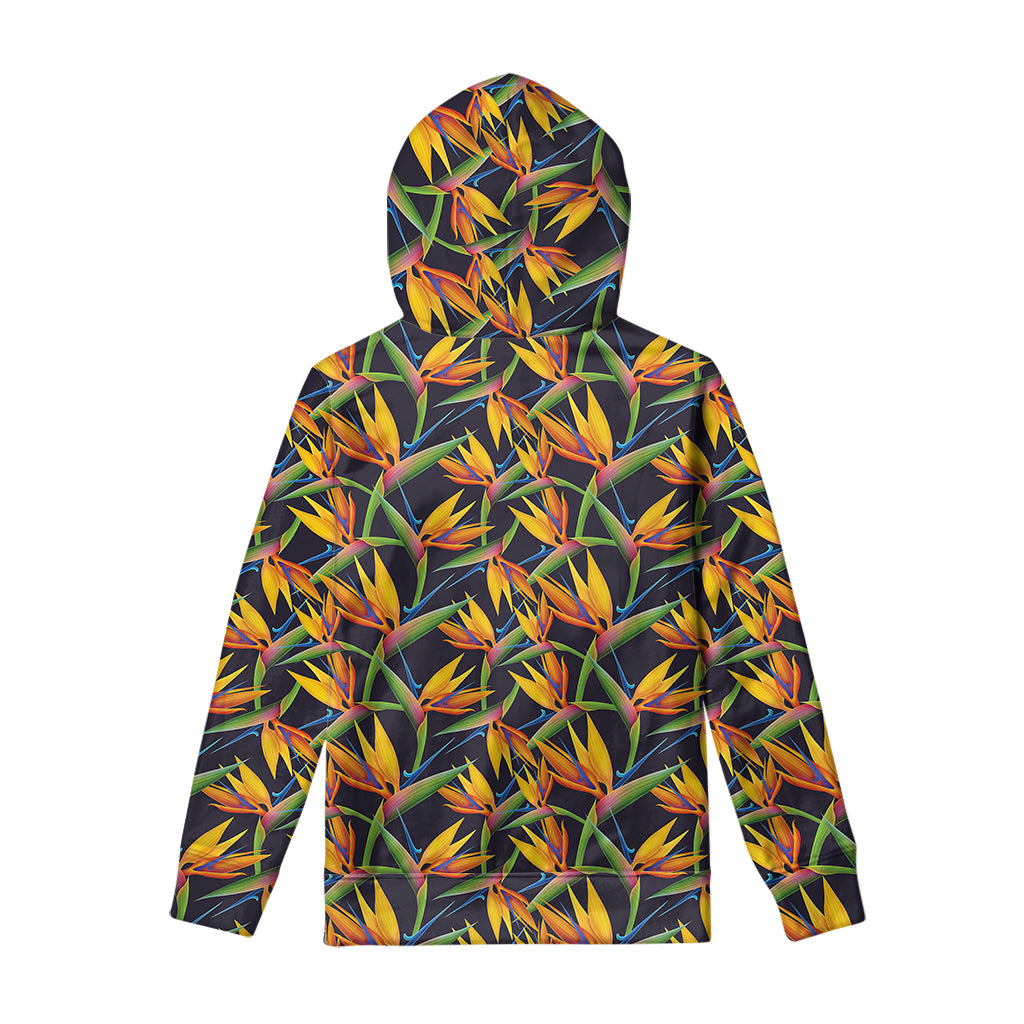 Bird Of Paradise Flower Pattern Print Pullover Hoodie