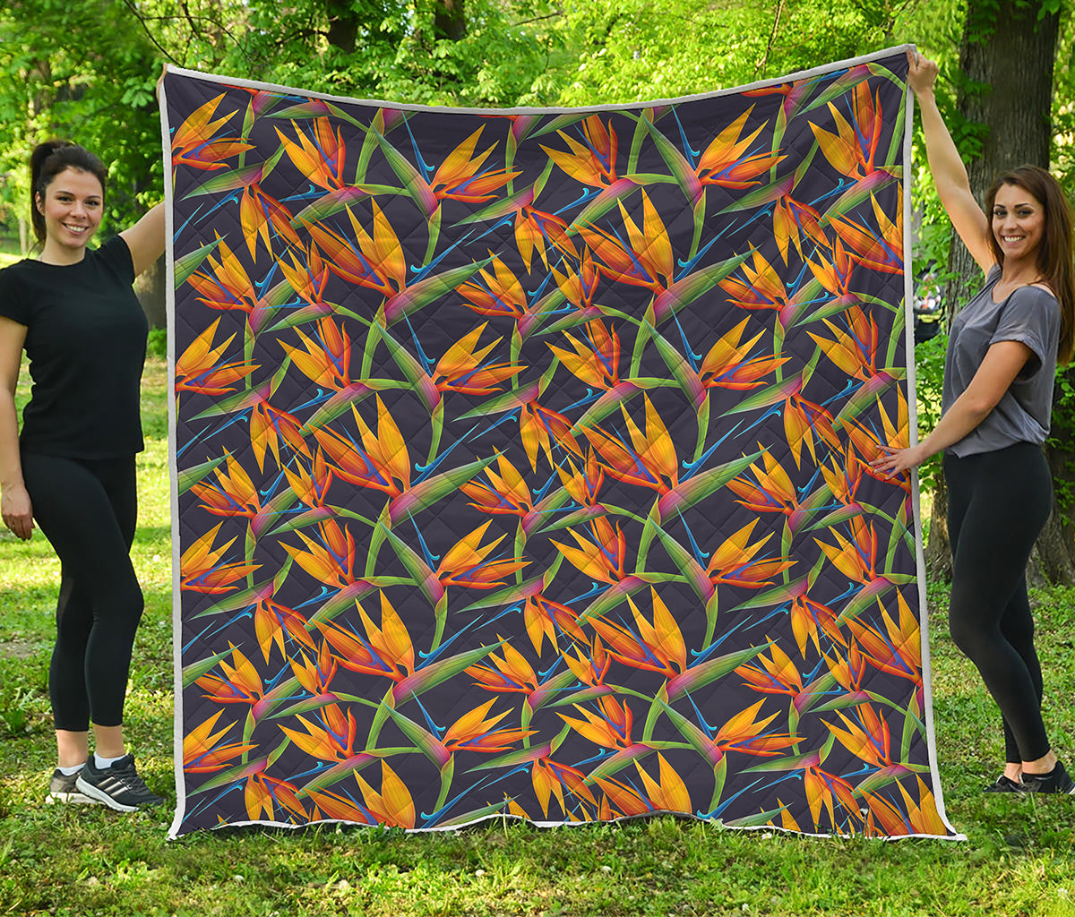 Bird Of Paradise Flower Pattern Print Quilt