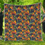 Bird Of Paradise Flower Pattern Print Quilt