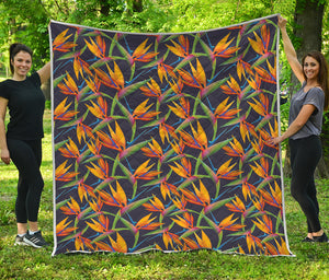 Bird Of Paradise Flower Pattern Print Quilt