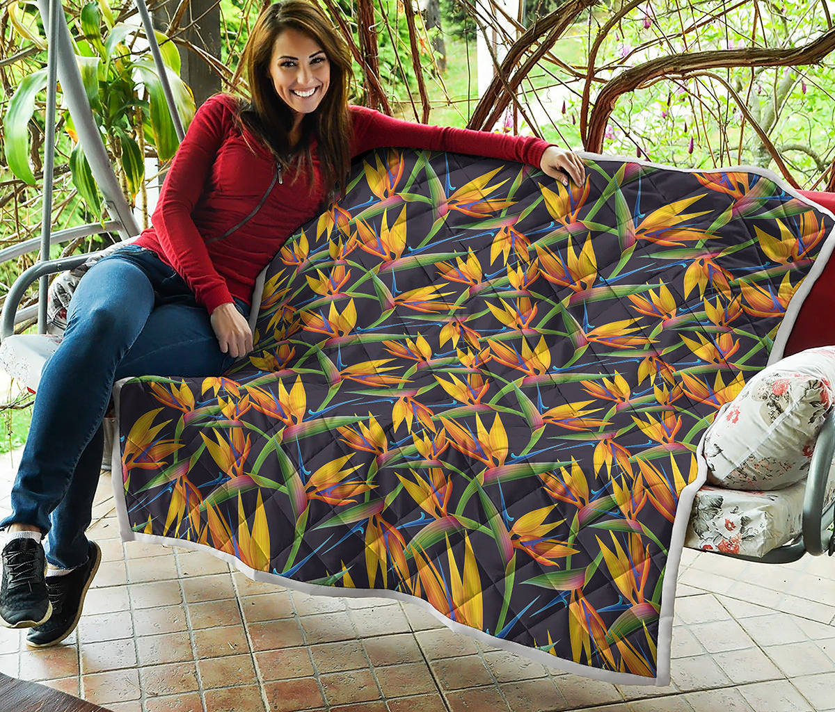 Bird Of Paradise Flower Pattern Print Quilt