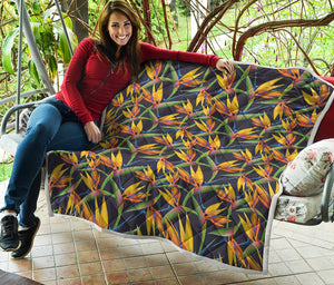 Bird Of Paradise Flower Pattern Print Quilt