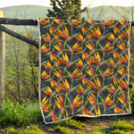 Bird Of Paradise Flower Pattern Print Quilt