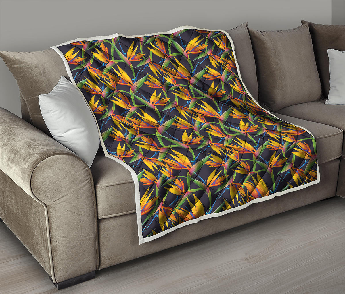 Bird Of Paradise Flower Pattern Print Quilt