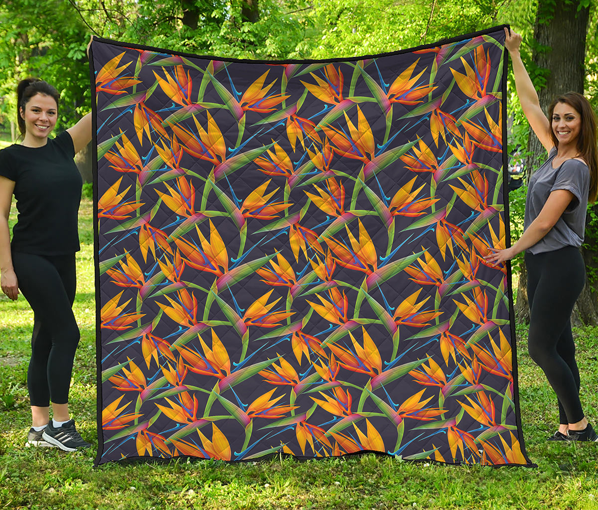 Bird Of Paradise Flower Pattern Print Quilt