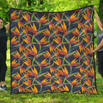 Bird Of Paradise Flower Pattern Print Quilt