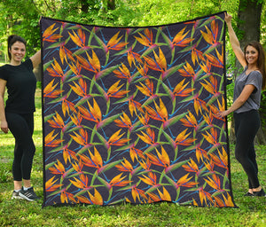 Bird Of Paradise Flower Pattern Print Quilt